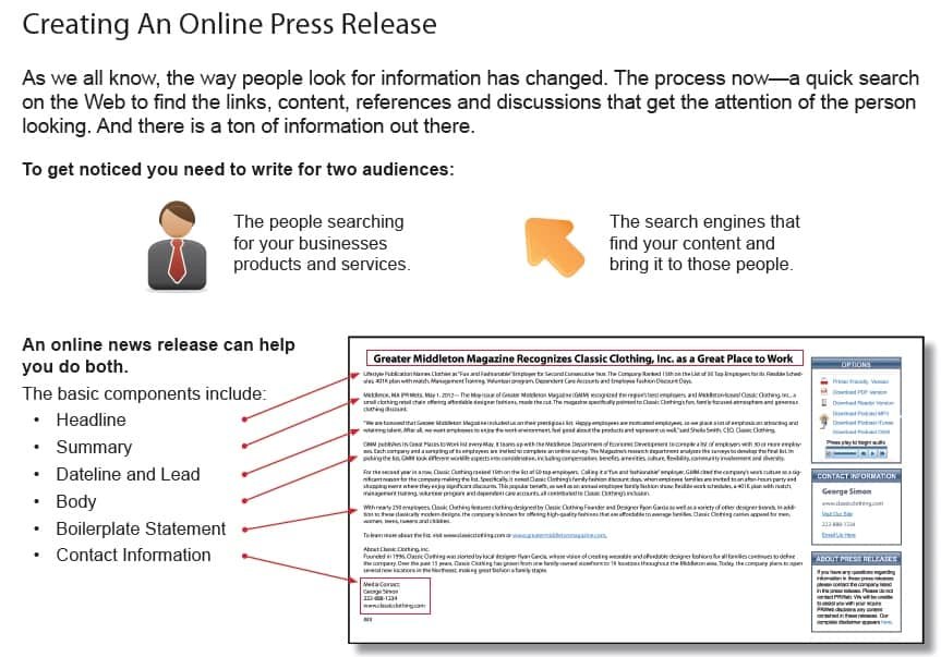 Creating a press release001
